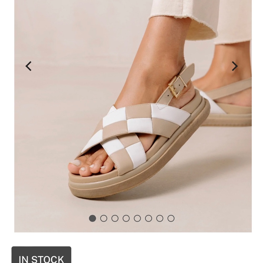 ALOHAS Beige and White Woven Strap Sandals